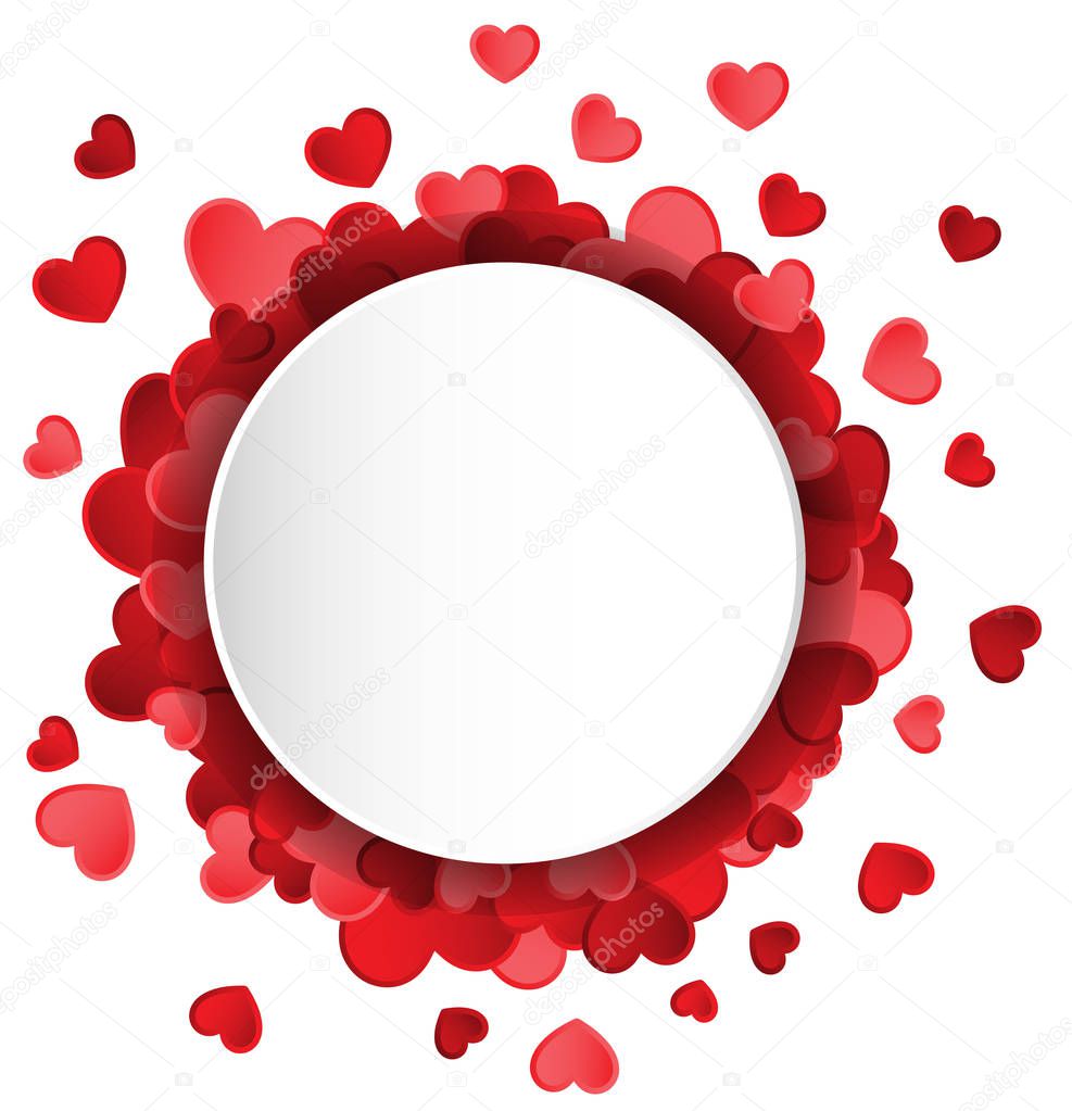 Valentines day card template with hearts circle 