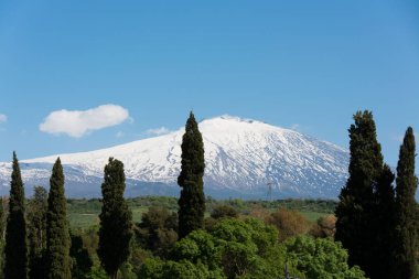 dağ etna, büyük bir İtalyan volkan, düz gördüm üzerinde kar