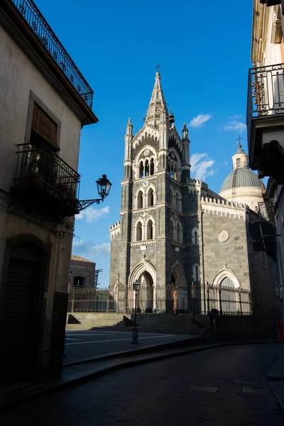 Katedra Mieście Randazzo Katanii Sycylii Kościół Gotycki Ston Lawy — Zdjęcie stockowe