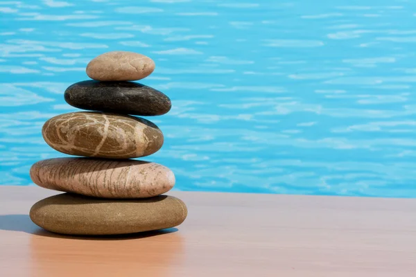 Relaxing Pool Stack Stones Zen Spa Concept — Stock Photo, Image