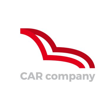 Vektör işareti basit kırmızı araba teyp ile