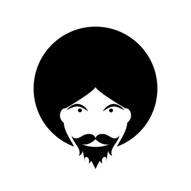 Yuvarlak vektör işareti, hippi kılıklı uzun saç ve sakal ile