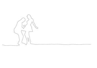 Vintage dansçılar, vektör arka plan, devam ediyor hat afiş, kesintisiz tel styl