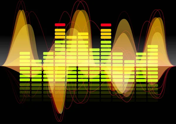 Musik Och Ljud Vågor Equalizer Ljus Abstrakta Bak — Stock vektor