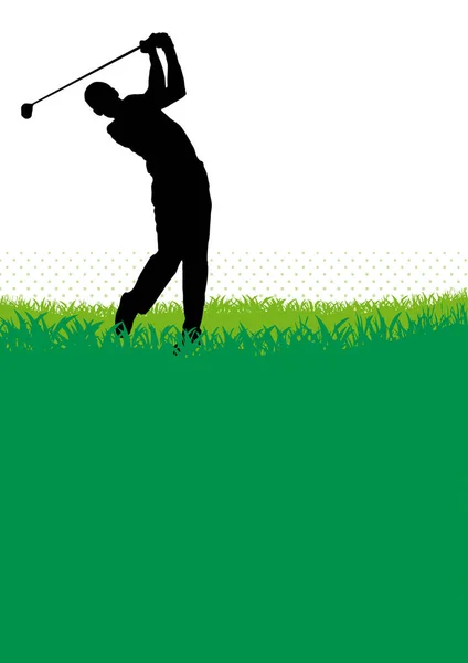 Golf Club Competitie Toernooi Achtergrond Vector Poster Met Man Speelspel — Stockvector