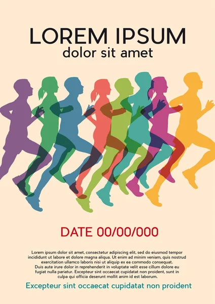 Runners Marathon Vintage Poster Vector Background — Stock Vector