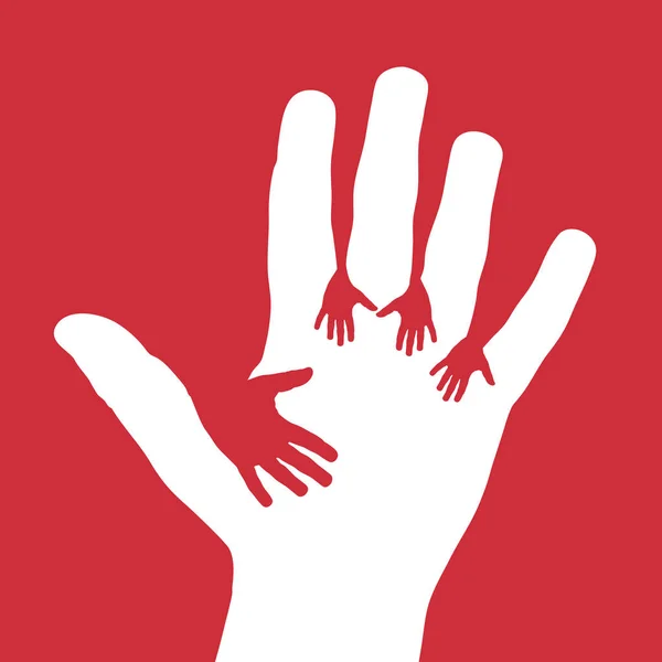 Vektor Umfasst Fünf Kinderhände Spenden Und Ehrenamtliches Konzept — Stockvektor