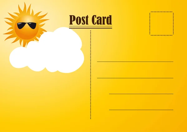 Carte Postale Été Nuage Vectoriel Soleil — Image vectorielle