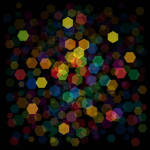 矢量黑色背景与六边形 模糊光效应 — 图库矢量图片