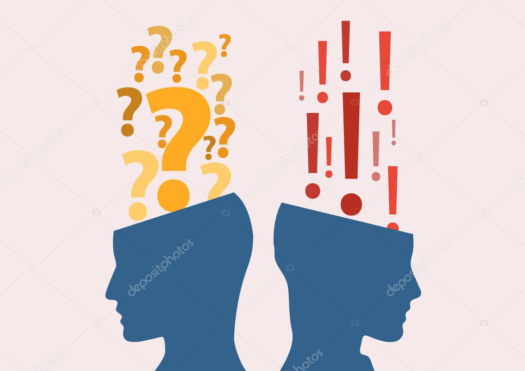 Vector illustration Concept of doubt and certaint