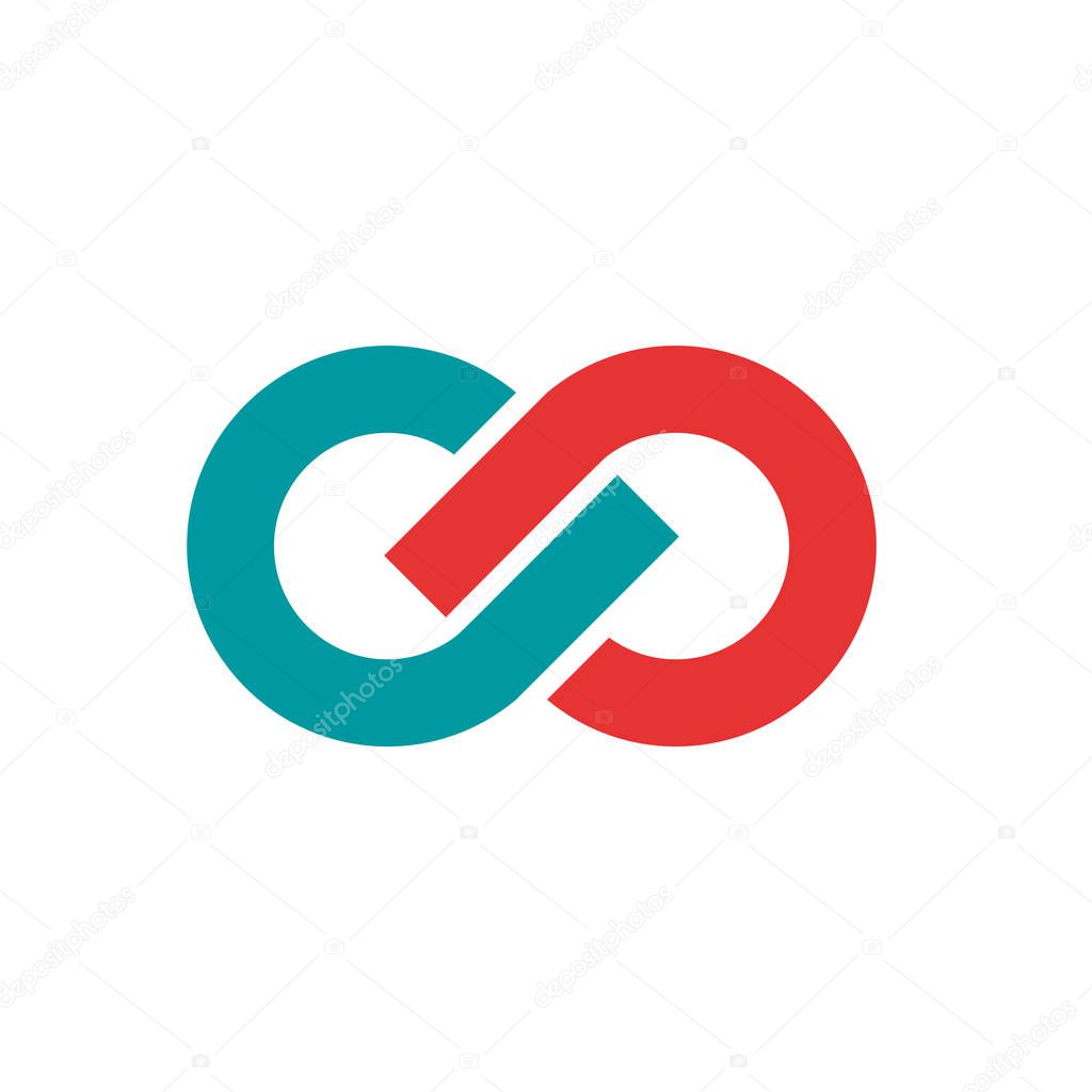 Vector sign infinite. Teamwork and union concept