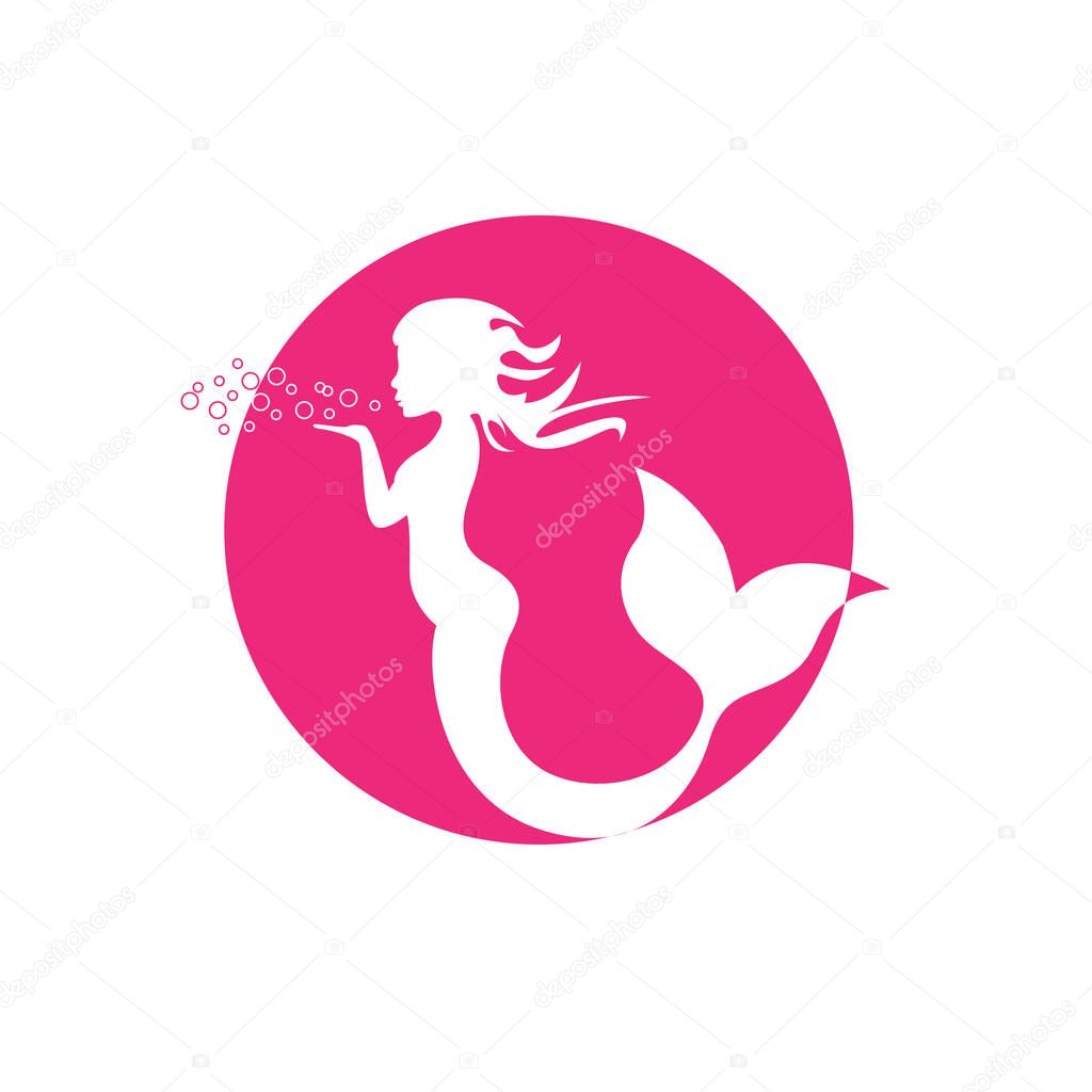Vector sign mermaid blowing