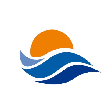 Soyut işareti vektör güneş ve deniz. Yaz konsepti