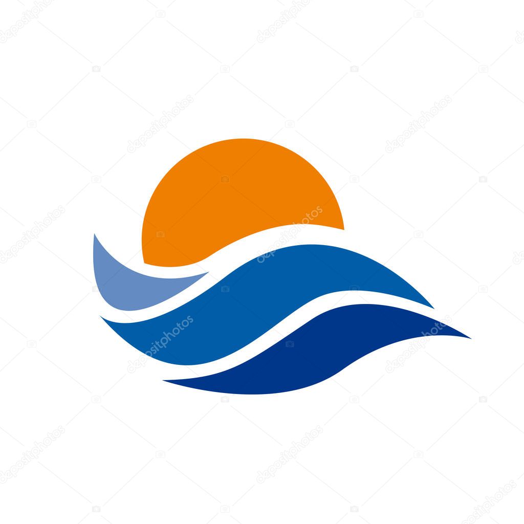Vector abstract sign the sun and the sea. Summer concept