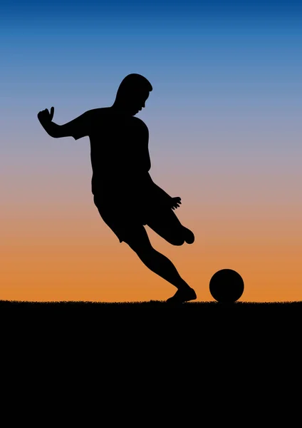 Torneo Competición Fútbol Fondo Del Atardecer Cartel Vectorial Con Hombre — Foto de Stock