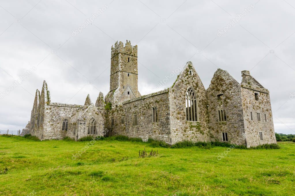 Landascapes of Ireland. Ruins of Friary of Ross in Galway count