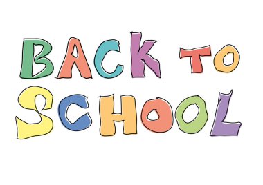 Chil tarafından yapılan vektör renkli metne okula çizim