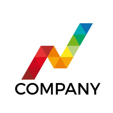 Vektör soyut geometrik işareti ile üçgenler, harf n