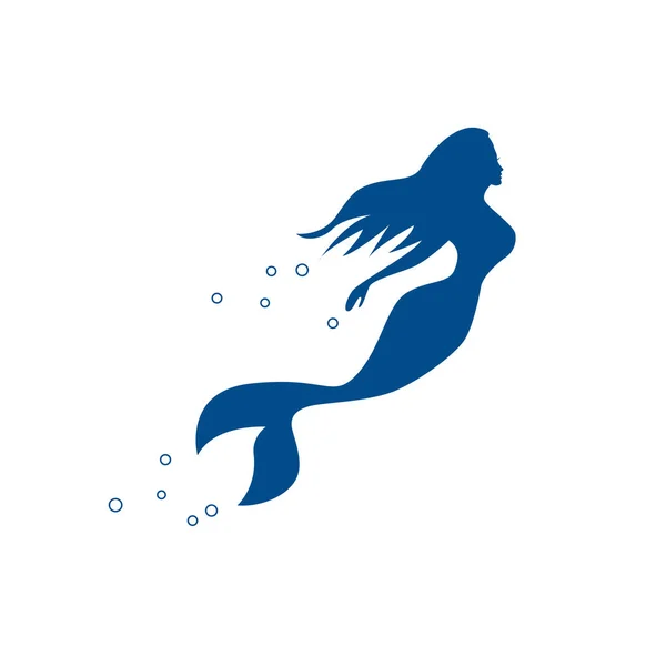 Signo Vectorial Sirena Nadando Bajo Mar — Vector de stock