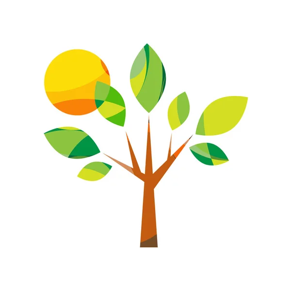 Abstrakter Kaputter Baum Und Sonne Umweltkonzept — Stockvektor