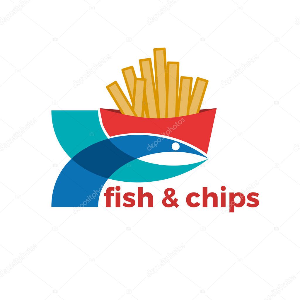 Vector sign seafood restaurant, fish and chips