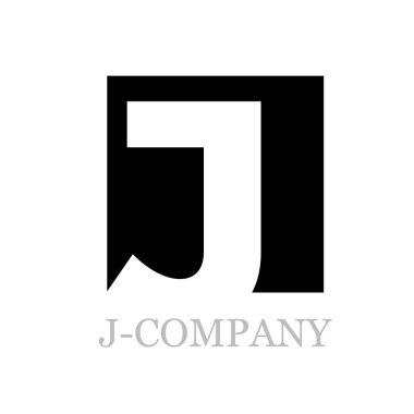 Vektör geometrik ilk harf J siyah kare zemin üzerine 