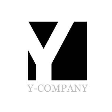 Vektör geometrik ilk harf Y siyah kare zemin üzerine 