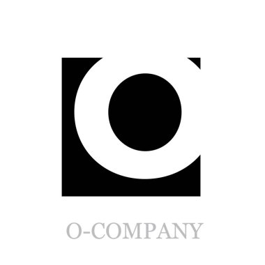 Vektör geometrik ilk harf O siyah kare zemin üzerine 