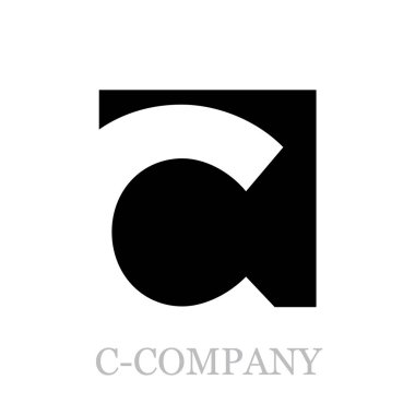 Vektör geometrik ilk harfi C siyah kare zemin üzerine 