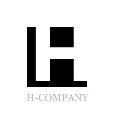 Vektör geometrik ilk harfi H siyah kare zemin üzerine 