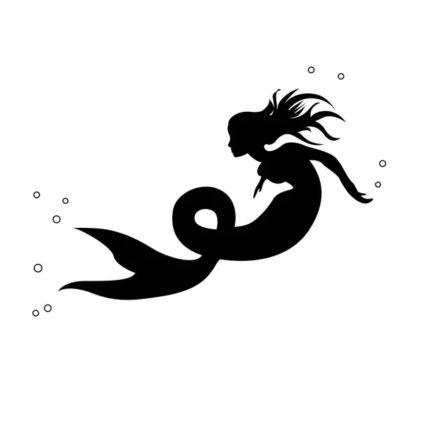 Vector Sign Mermaid Swimming Sea — Stock Vector