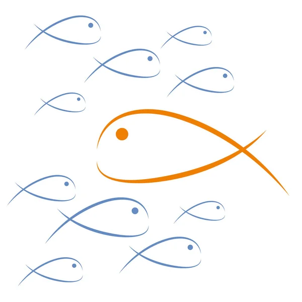 Contracorriente Pescado Concepto Ilustración Vectorial Desafío Abd Freedo — Vector de stock