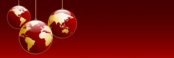 Vector Banner Karácsonyfa Golyó Alakú Föld Bolygó — Stock Vector