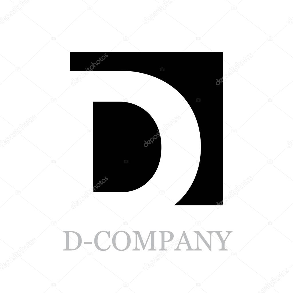 Vector geometric initial letter D on black square background