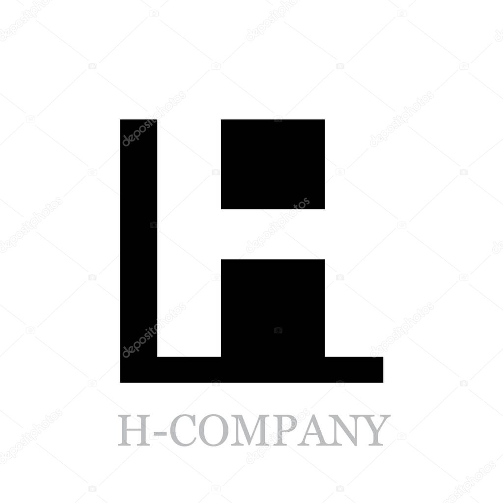 Vector geometric initial letter H on black square background