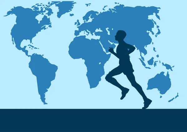 Läufer Der Weltkarte Vektorplakathintergrund — Stockvektor