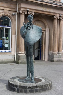SLIGO, IRELAND - July 14, 2017:  the statue of writer and poet William Butler Yeats of Sligo city in Irelan