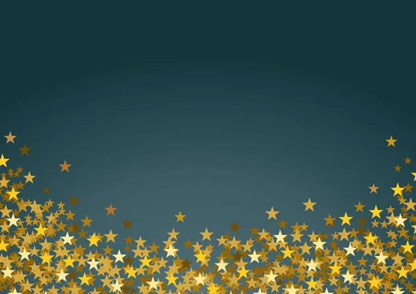 Εορταστική Οριζόντια Χριστουγεννιάτικο Φόντο Αντίγραφο Χώρο Χρυσά Αστέρια Μπλε — Διανυσματικό Αρχείο