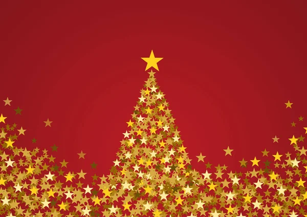 Festlicher Horizontaler Weihnachtshintergrund Mit Kopierraum Goldene Sterne Und Baum Auf — Stockvektor