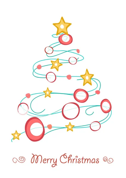 Árvore Natal Abstrata Cartão Saudação Vertical —  Vetores de Stock