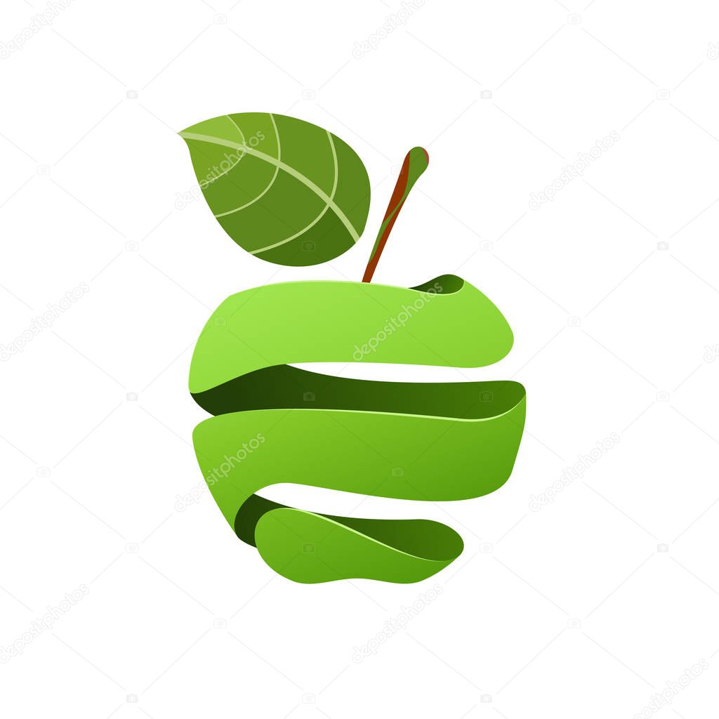 Vector sign peeled green apple