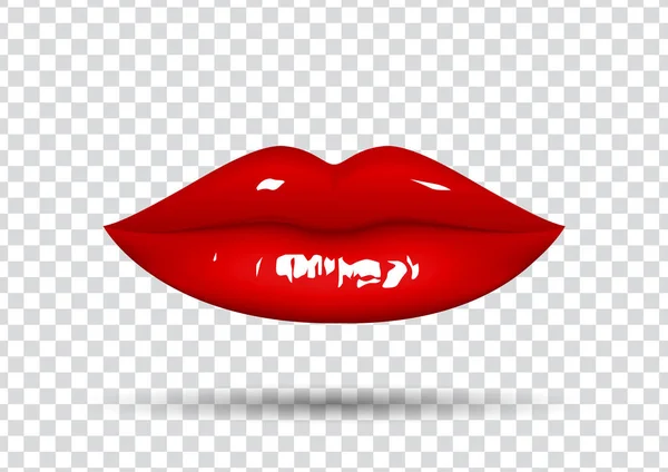 Doux Sourire Lèvres Rouges Sensuelles Illustration Vectorielle Isolée — Image vectorielle