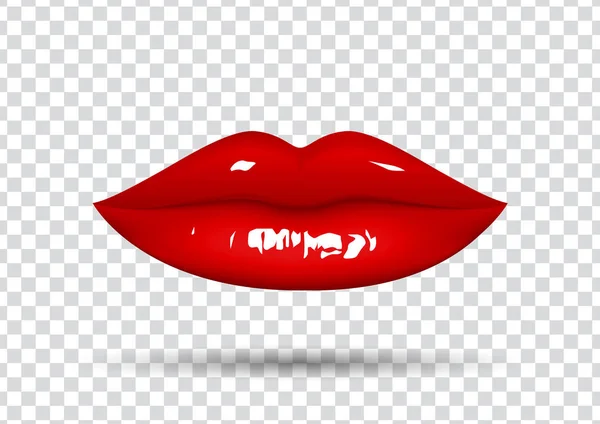 Dulce Sonrisa Labios Rojos Sensuales Ilustración Aislada Vector — Archivo Imágenes Vectoriales