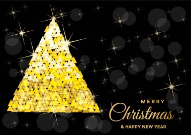 Noel ağacı, vektör kartpostal veya tebrik. Altın külçeleri, zenginlik ve refah kavramı.