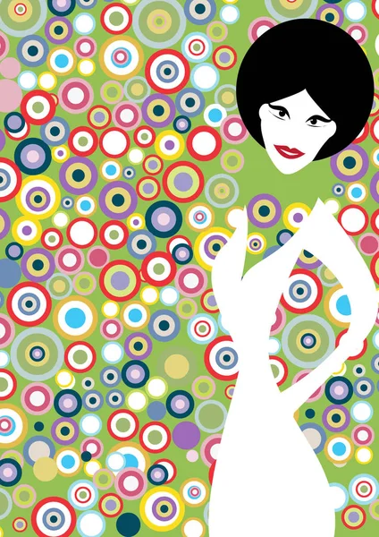 Vertical 1970 Fashion Retro Background Circles Poster Поп Арт — стоковый вектор