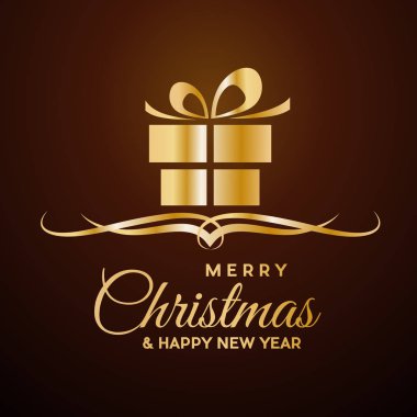 Mutlu Noeller ve mutlu yeni yıl. Tebrik, hediye veya satın alma. Altın vektör çizim