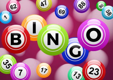 Bingo piyango, arka plan vektör tasarımı, şanslı toplar ve Loto numaralarını