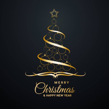 Vektör soyut kapak altın Noel ağacı, metinle