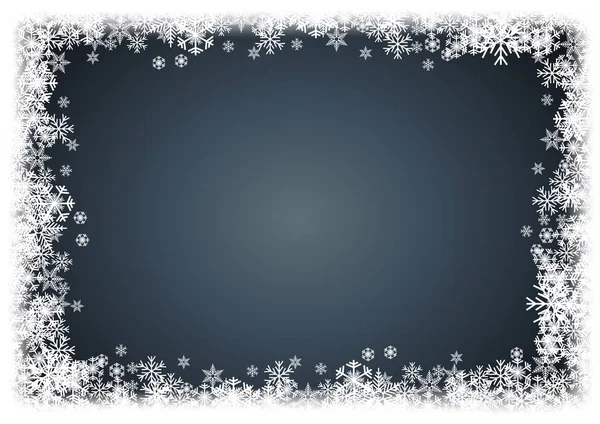 Vector Winter Background Cold Christmas Frame Made Snowfall Ice Crystals — Stock Vector