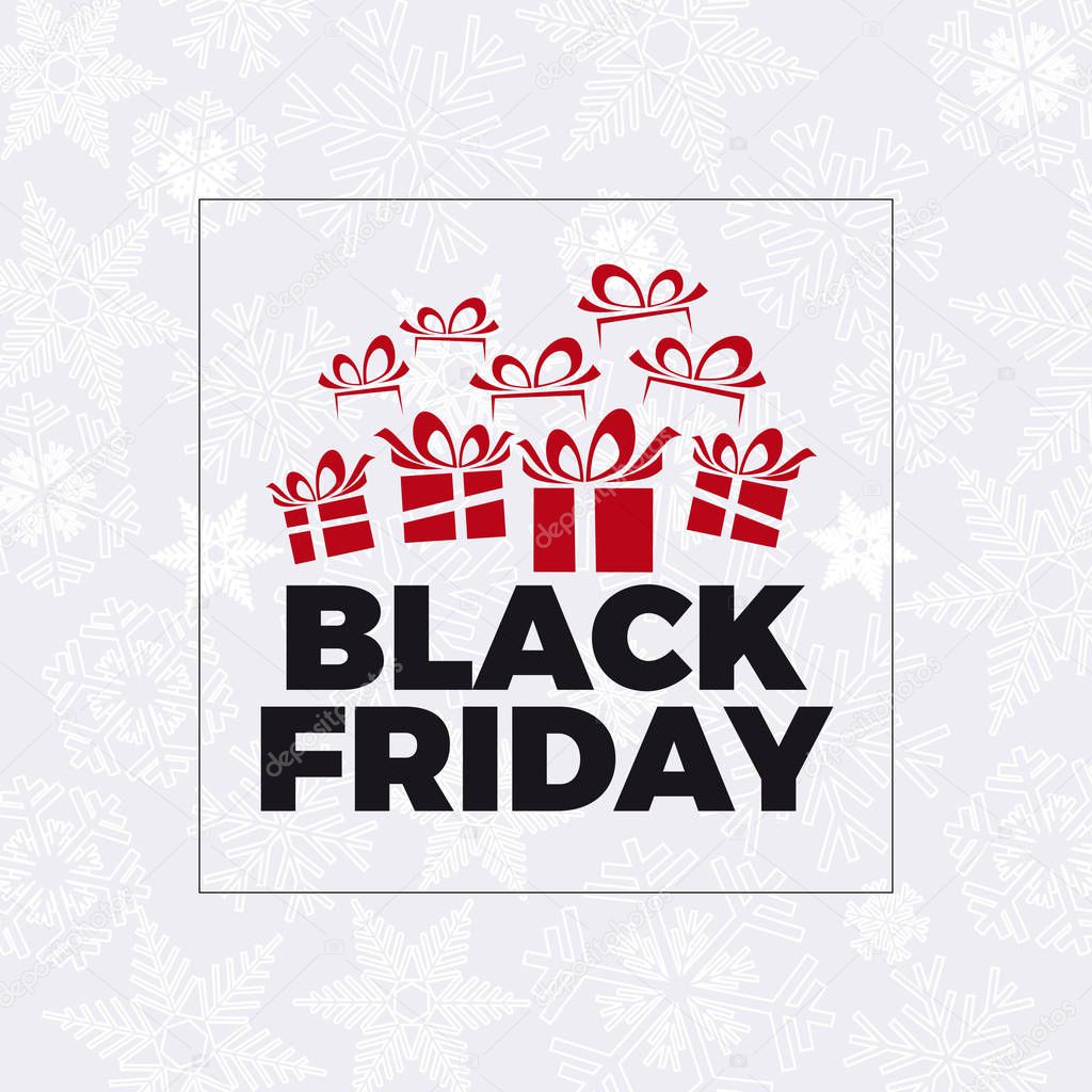 Black friday sale background. Vector illustration with box and gift